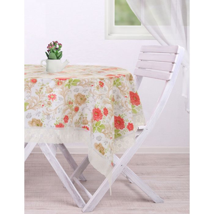 Скатерть с кружевом "Collorista" Венеция152*152 см, пвх на флизелиновой основе