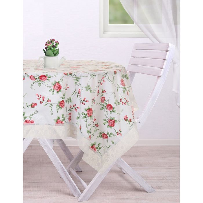 Скатерть с кружевом "Collorista" Нежность 152*152 см, пвх на флизелиновой основе