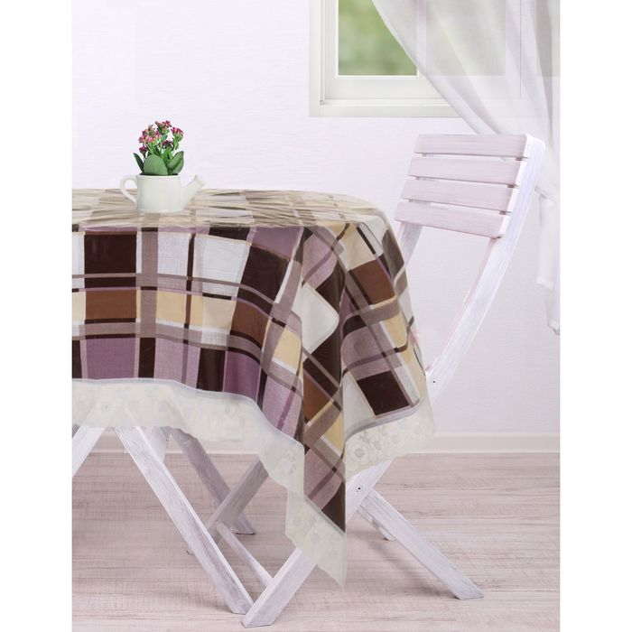 Скатерть "Collorista" Клетка 152*152 см, пвх на флизелиновой основе