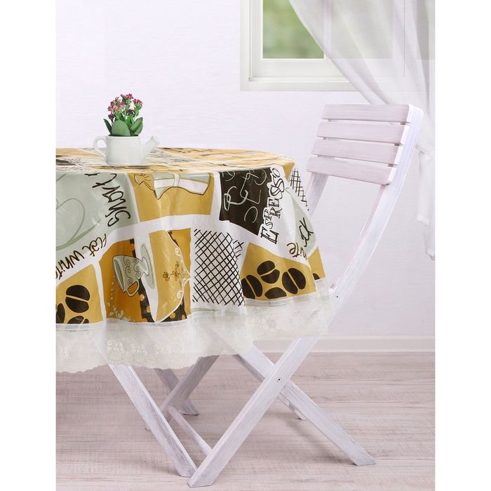 Скатерть "Collorista" Кофе круглая d137 см, пвх на флизелиновой основе