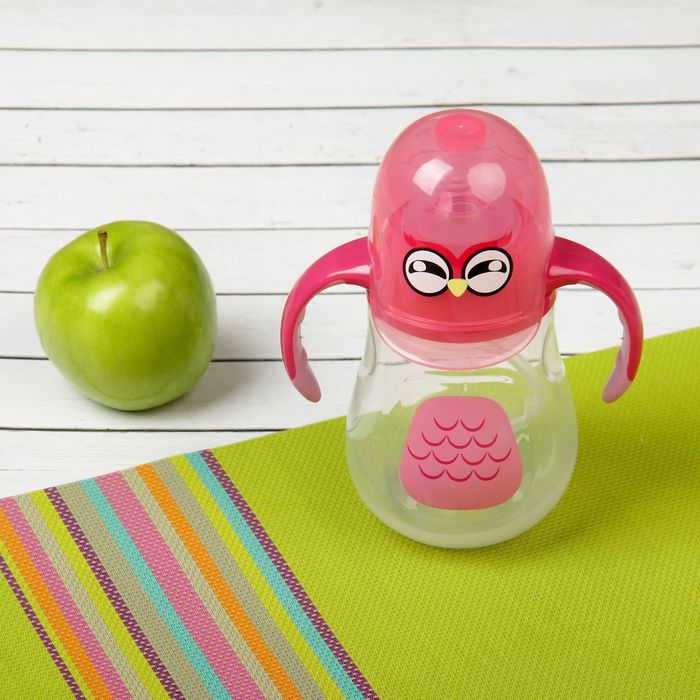 Бутылочка для кормления антиколиковая «Птенчик», с ручками, 280 мл, от 0 мес., цвет розовый