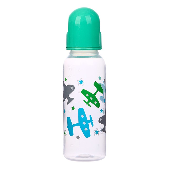 Набор детский, 4 предмета: бутылочка для кормления 250 мл, нагрудник, ёршик, погремушка, от 0 мес., цвета МИКС