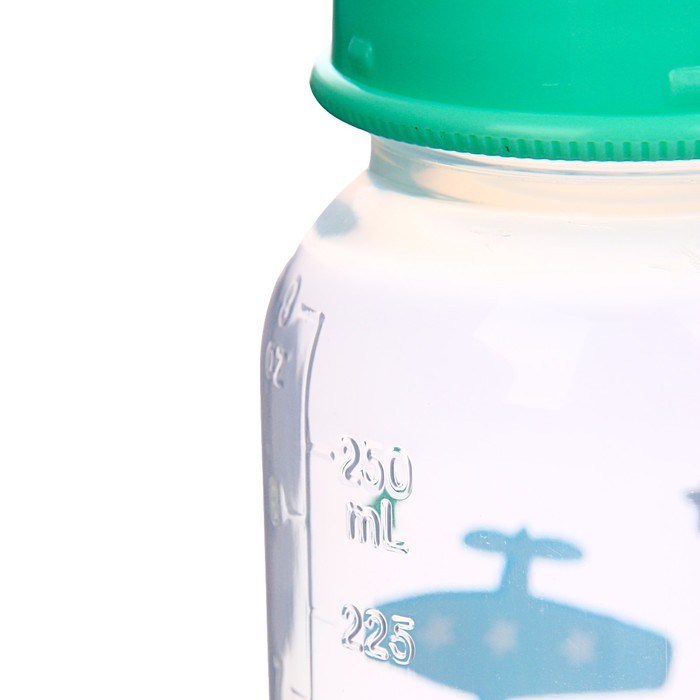 Набор детский, 4 предмета: бутылочка для кормления 250 мл, нагрудник, ёршик, погремушка, от 0 мес., цвета МИКС