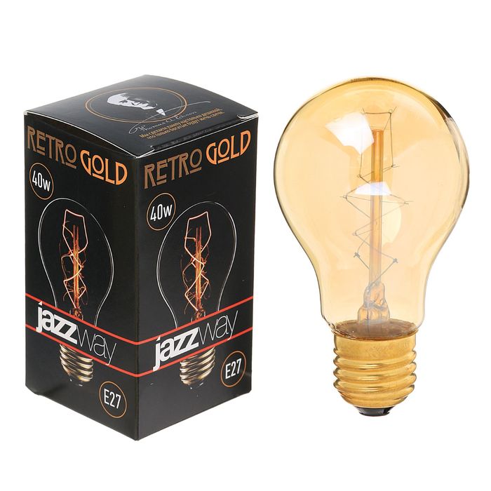 Лампа накаливания Jazzway, A60, E27, 40 Вт, RETRO GOLD