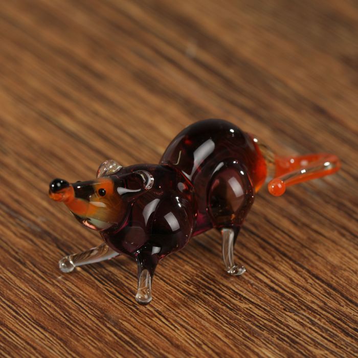 Сувенир стекло средняя фигурка "Мышь" 2,5х4,7х3 см МИКС