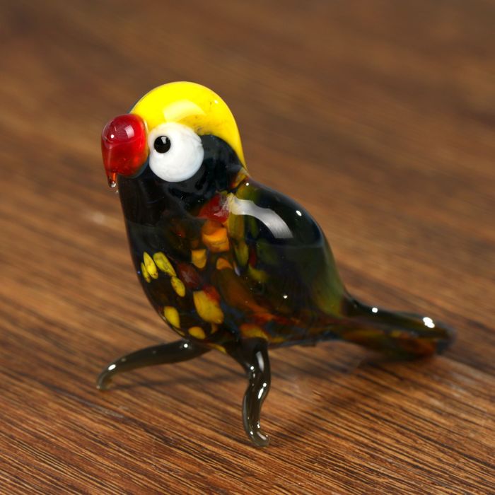 Сувенир стекло крупная фигура "Попугай" 6,2х10,3х4,3 см  МИКС