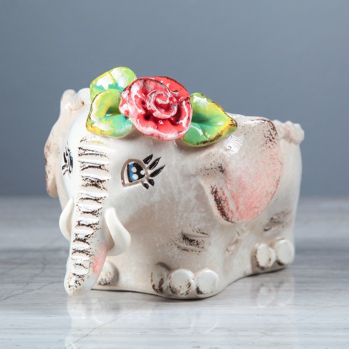 Фигурное кашпо "Слон малое" мрамор, микс