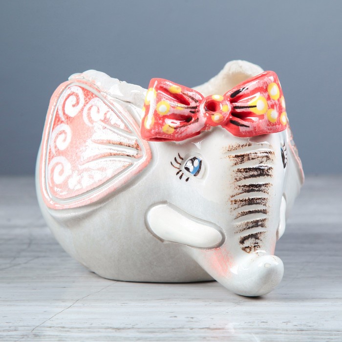 Фигурное кашпо "Слонятко" мрамор МИКС