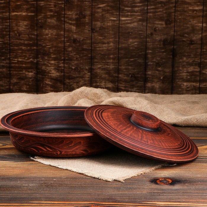 Сковородка, д-28 см, красная глина