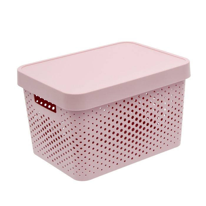 Короб перфорированный с крышкой 17 л Infinity, цвет розовый