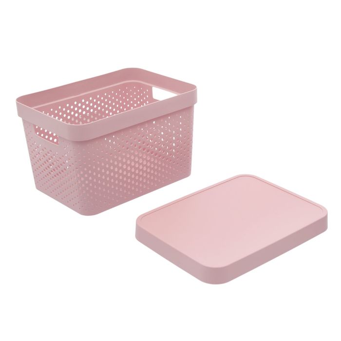 Короб перфорированный с крышкой 17 л Infinity, цвет розовый