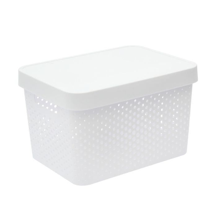 Короб перфорированный с крышкой 17 л Infinity, цвет белый