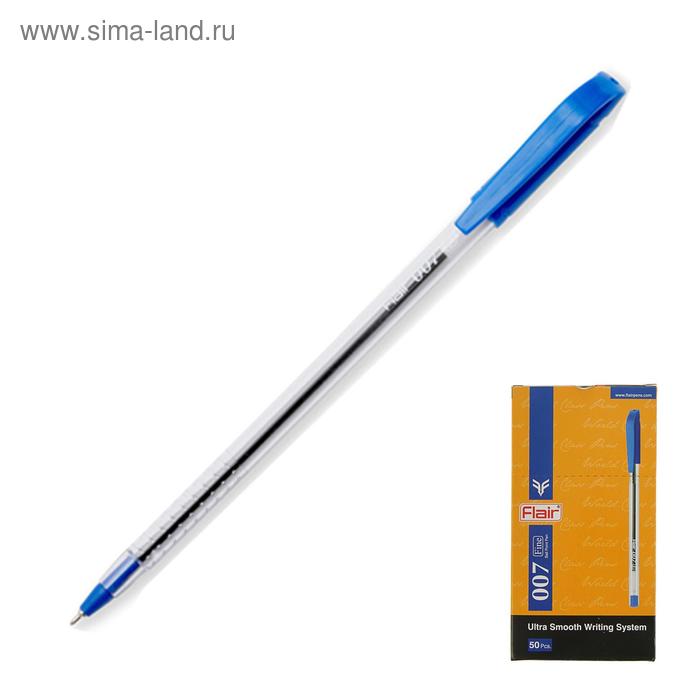 Ручка шариковая Flair 007, узел-игла 0.5 мм, масляная основа, насечки в зоне хвата, стержень синий