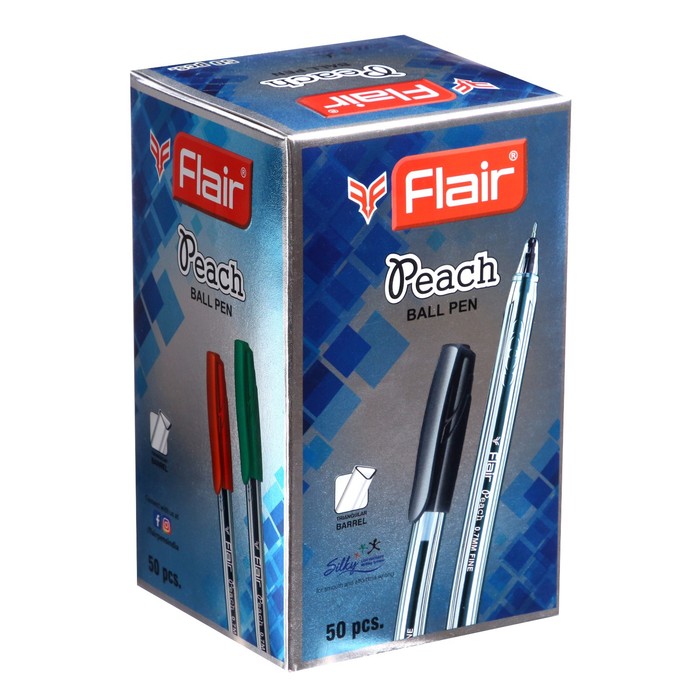 Ручка шариковая Flair Peach, узел-игла 0.7 мм, масляная основа, треугольный корпус, стержень синий