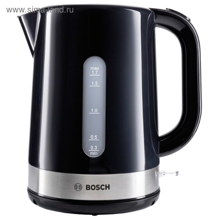 Чайник электрический Bosch TWK7403, пластик, 1.7 л, 2200 Вт, черный