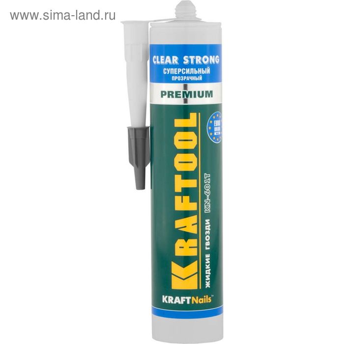 Клей KRAFTOOL KraftNails Premium KN-601T, монтажный, прозрачный, 310 мл монтажный клей kraftool kraftnails premium kn 905 особопрочный 310 мл 0 31 л картридж