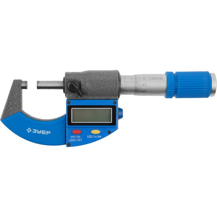 Микрометр ЗУБР "ЭКСПЕРТ" МКЦ 25, гладкий цифровой, 0-25мм, шаг измерения 0,001мм