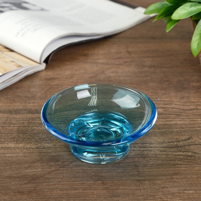 Подсвечник стекло "Оптима голубой" 11х11х4 см