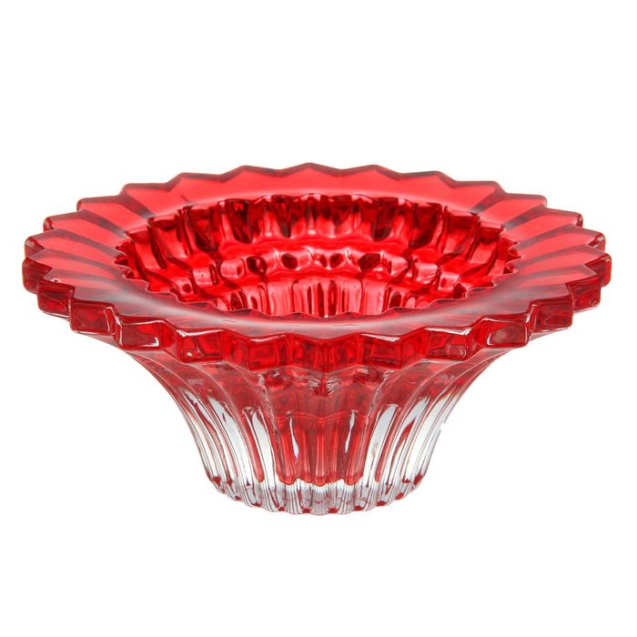 Подсвечник на разный размер свечи стекло "Солнечные лучи, красный" 13х13х5 см