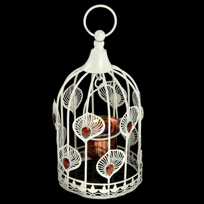 Подсвечник металл 1 свеча "Клетка с павлиньим глазом" 23х12,5х12,5 см