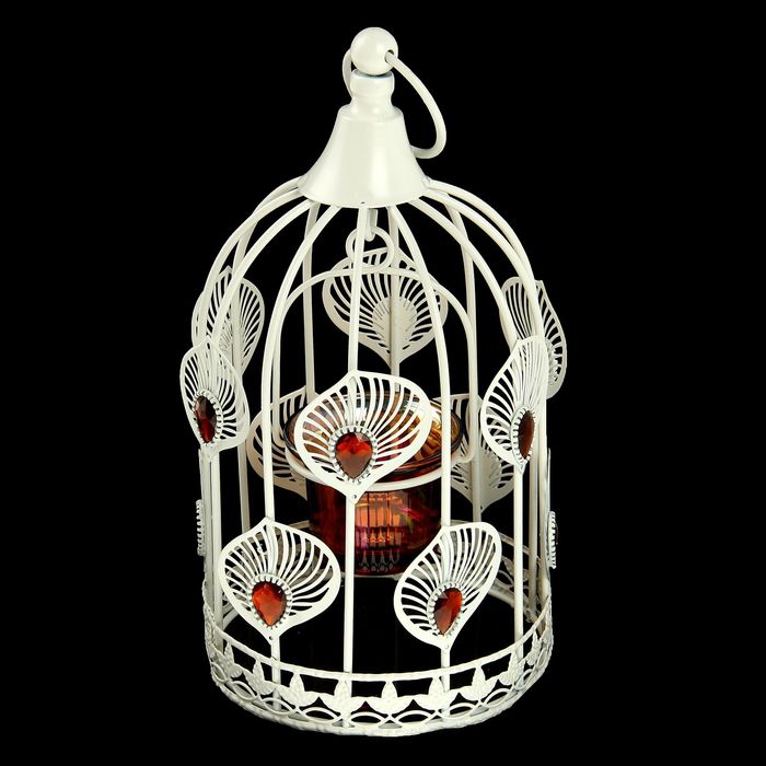 Подсвечник металл 1 свеча "Клетка с павлиньим глазом" 23х12,5х12,5 см