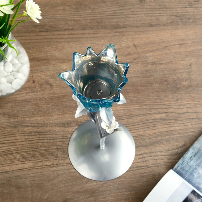 Подсвечник металл 1 свеча "Бутон голубой" 26х10х10 см