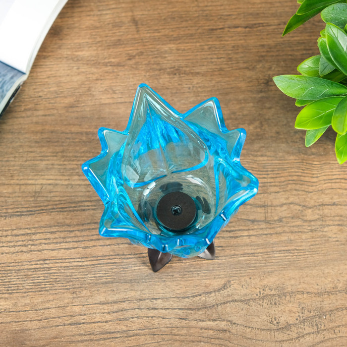 Подсвечник стекло 1 свеча "Бутон голубой" 11х10,5х10,5 см