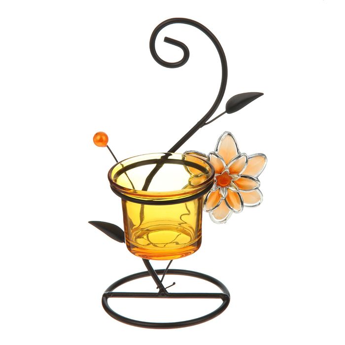 Подсвечник металл 1 свеча "Цветочек кофейный" 18х8х8 см