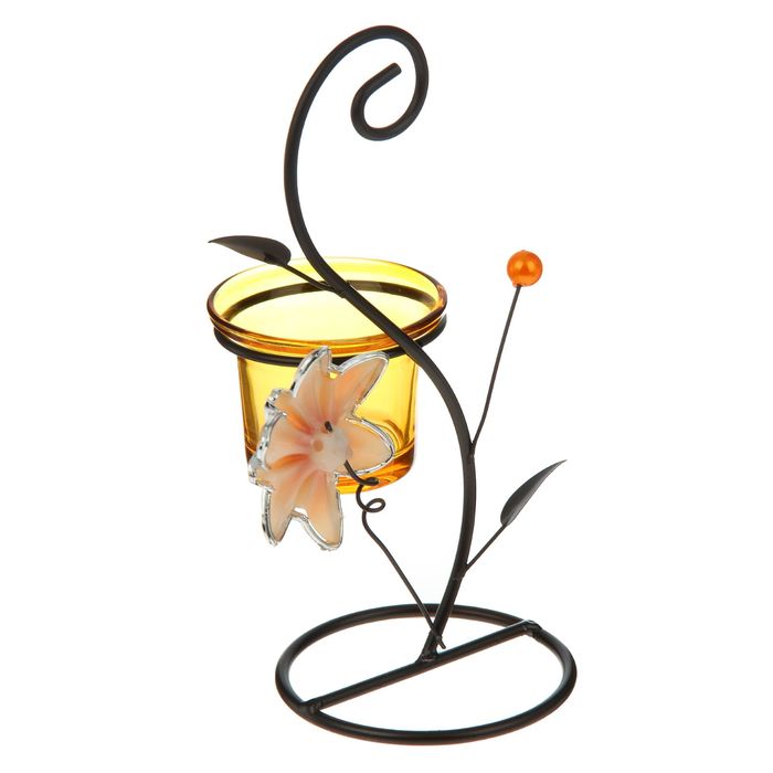 Подсвечник металл 1 свеча "Цветочек кофейный" 18х8х8 см