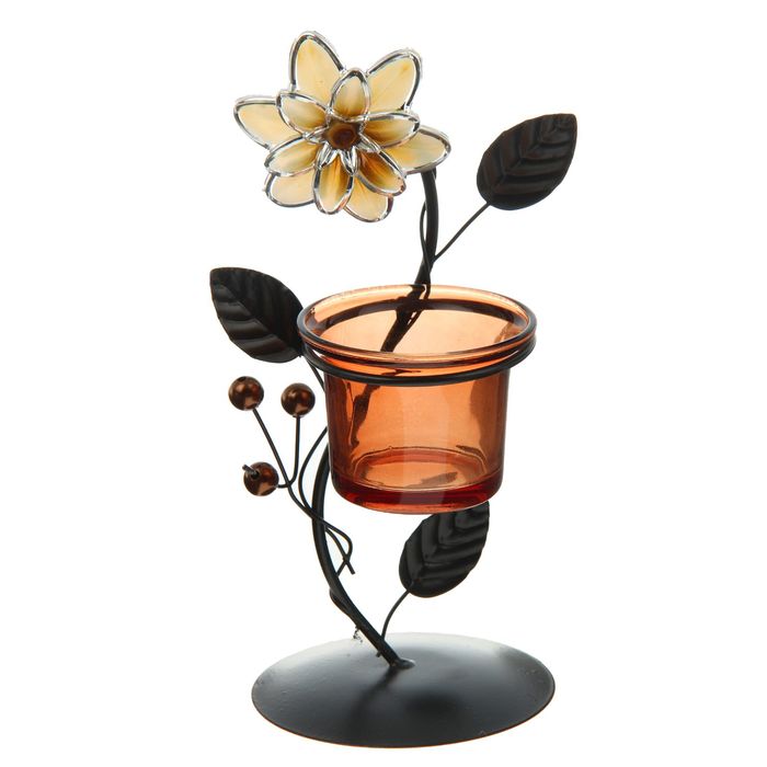 Подсвечник металл 1 свеча "Цветок и бусины" 19,5х8,5х8,5 см