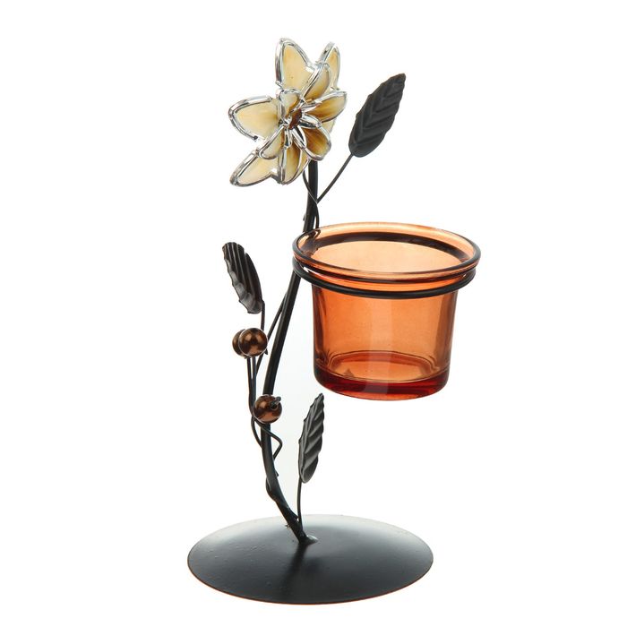 Подсвечник металл 1 свеча "Цветок и бусины" 19,5х8,5х8,5 см