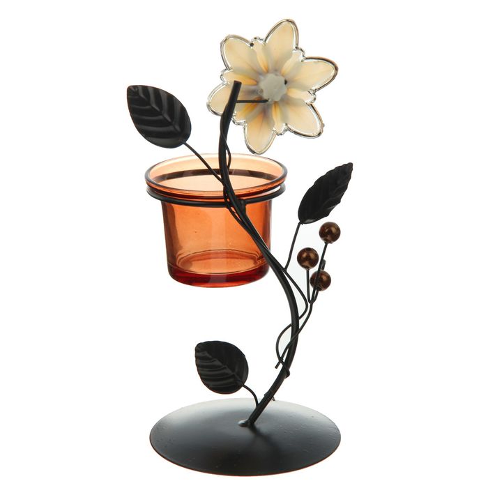 Подсвечник металл 1 свеча "Цветок и бусины" 19,5х8,5х8,5 см