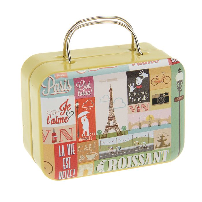 Шкатулка металл чемодан "Путешествие в Париж" 5,5х7,5х3,5 см