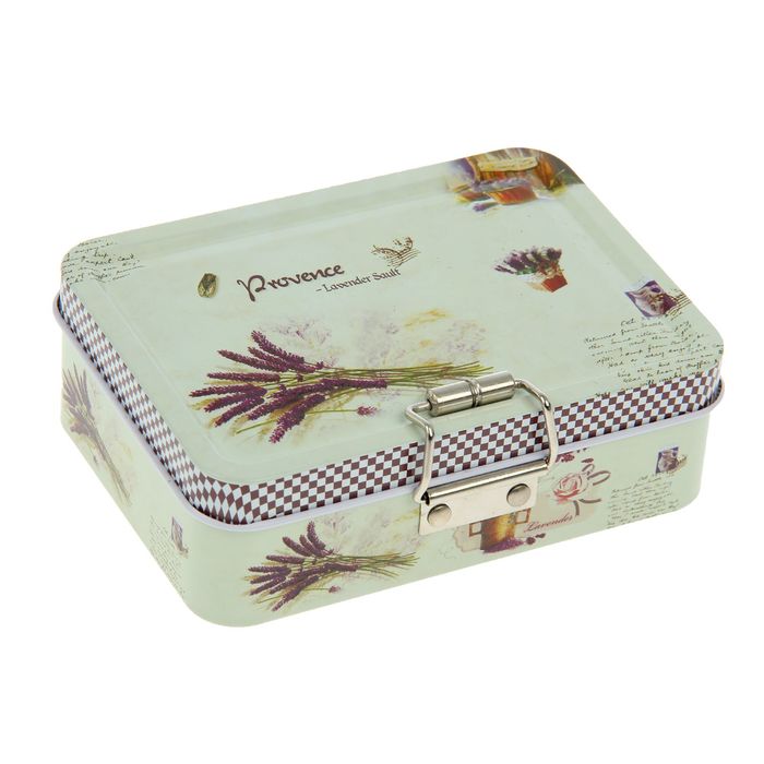 Шкатулка металл с ящичком "Лаванда. Прованс" 4х12,5х9 см