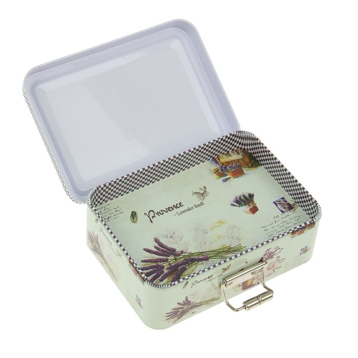 Шкатулка металл с ящичком "Лаванда. Прованс" 4х12,5х9 см