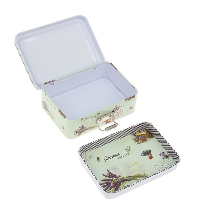 Шкатулка металл с ящичком "Лаванда. Прованс" 4х12,5х9 см