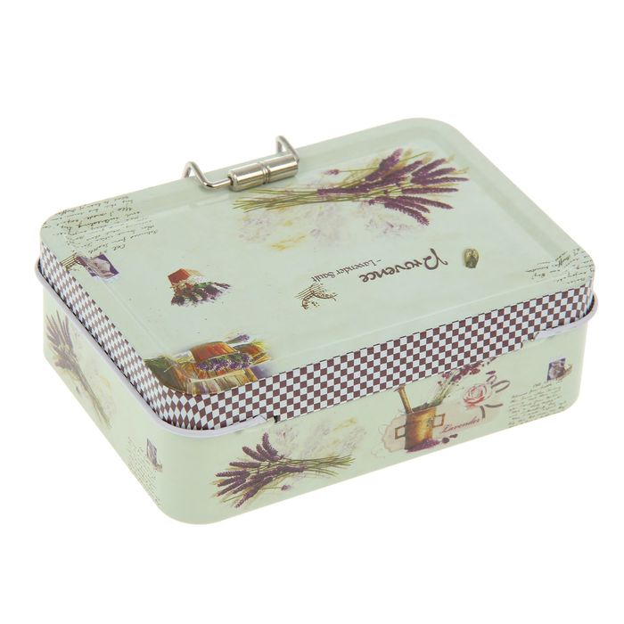 Шкатулка металл с ящичком "Лаванда. Прованс" 4х12,5х9 см