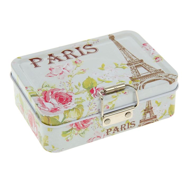 Шкатулка металл с ящичком "Эйфелева башня. Пион" 4х12,5х9 см