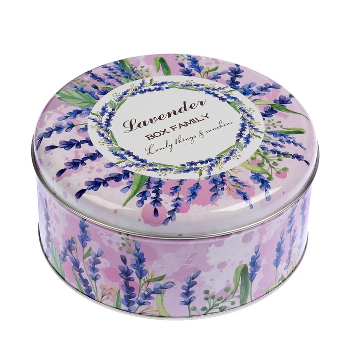 Шкатулка металл круг "Лаванда" 7х17х17 см