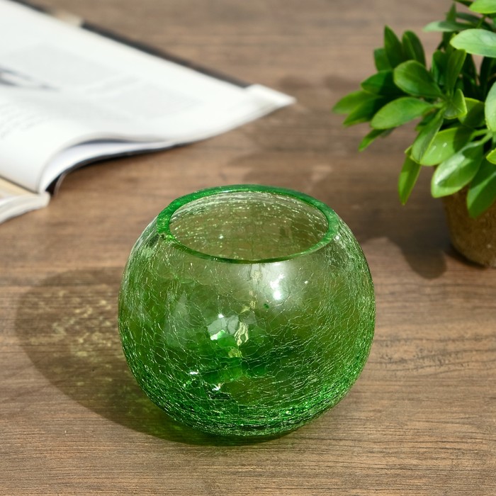 Подсвечник стекло "Магия" зелёный МИКС 10х11х11 см
