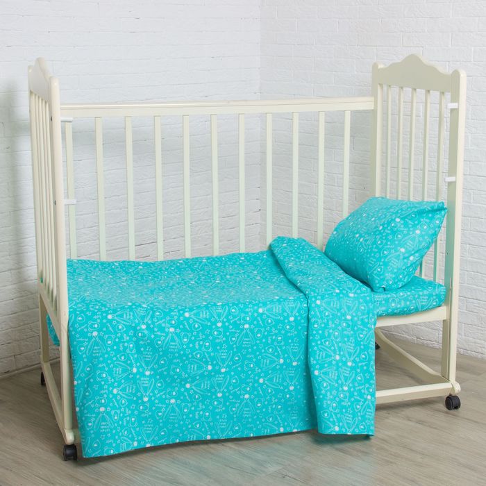 Детское постельное бельё Galtex "Зайцы", цвет бирюза, 147х112см, 150х100см, 40х60см 1шт, бязь 125 г/м