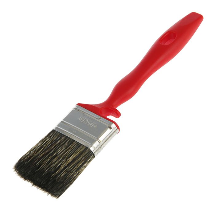 Кисть плоская "АКОР", 50х15 мм, ручка пластик, смешанная щетина, для водных ЛКМ