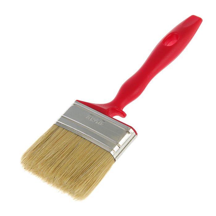 Кисть плоская "АКОР" Мастер, 75х17 мм, ручка пластик, натуральная щетина