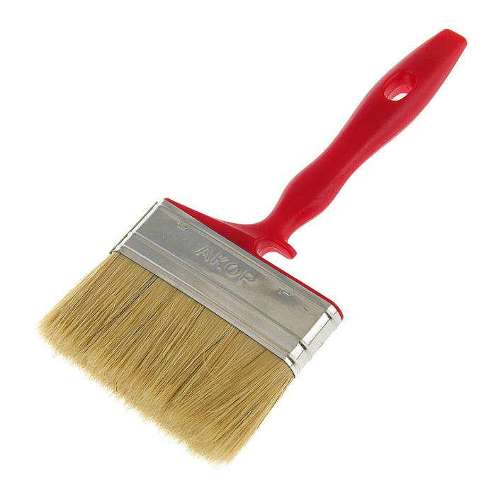 Кисть плоская "АКОР" Мастер, 100х17 мм, ручка пластик, натуральная щетина