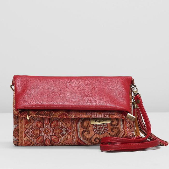 Сумка женская на молнии 1 отдел, наружный карман, регулируемый ремень, цвет красный