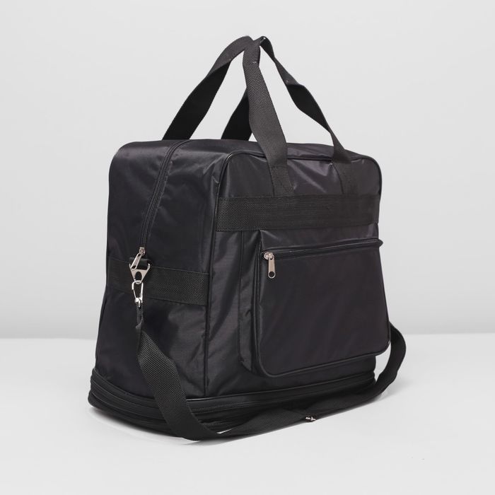 Сумка дорожная на молнии, с расширением, 1 отдел, наружный карман, цвет чёрный