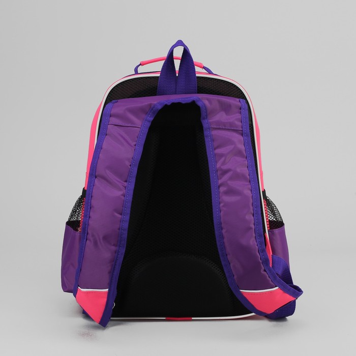 Рюкзак школьный, отдел на молнии, 4 наружных кармана, цвет розовый/сиреневый