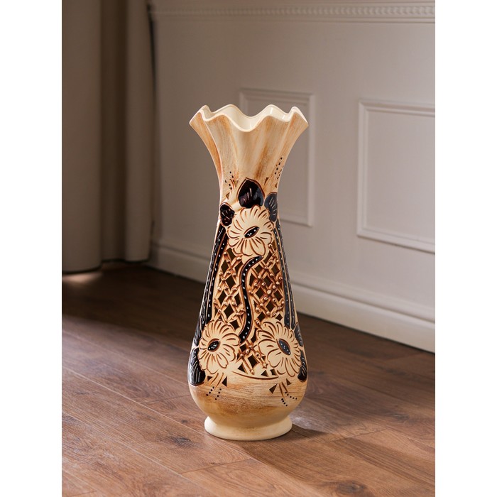 Ваза напольная "Вьюн" ажур, коричневая