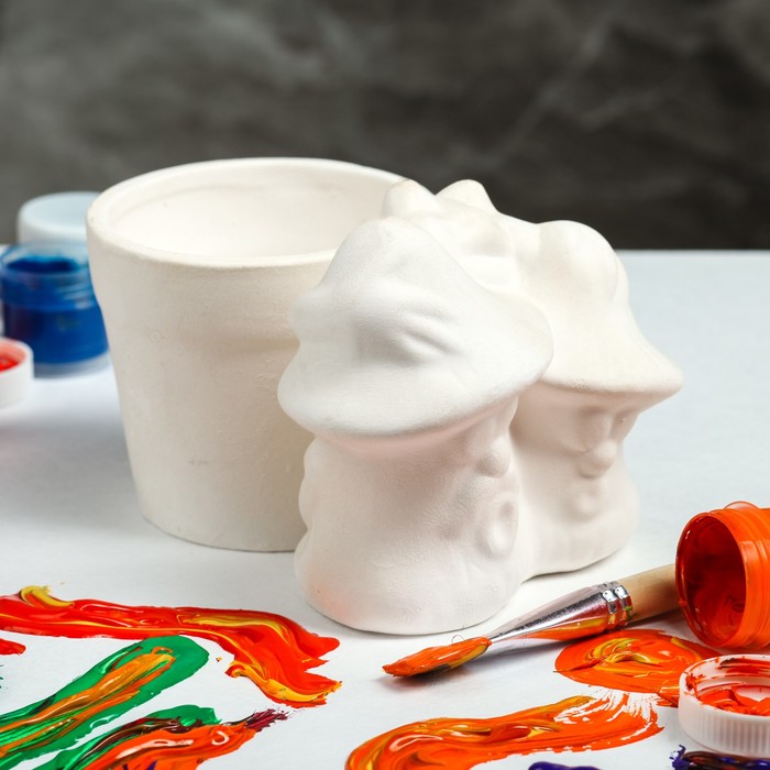 Горшок для цветов "Лягушка с грибами" 11 см, заготовка