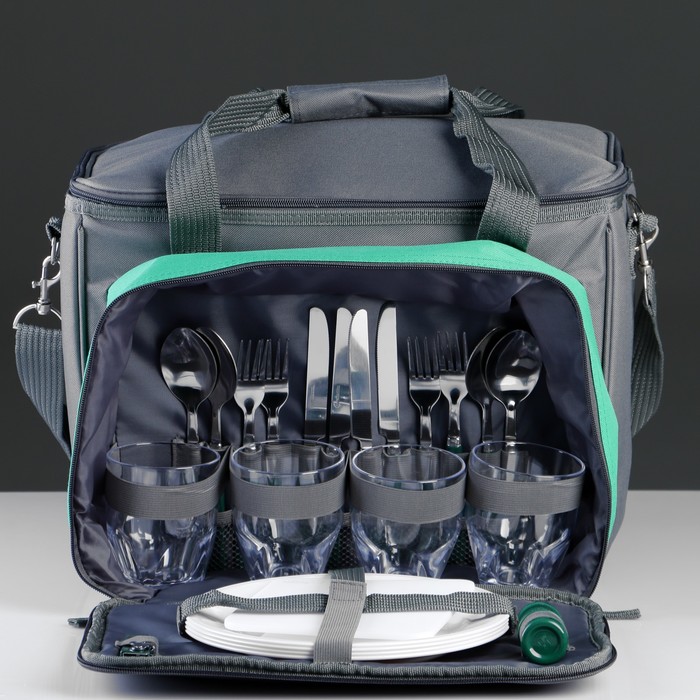 Сумка-холодильник "Арктика", 24.5 л, с набором посуды, стаканы для напитков, на 4 челов. ¶